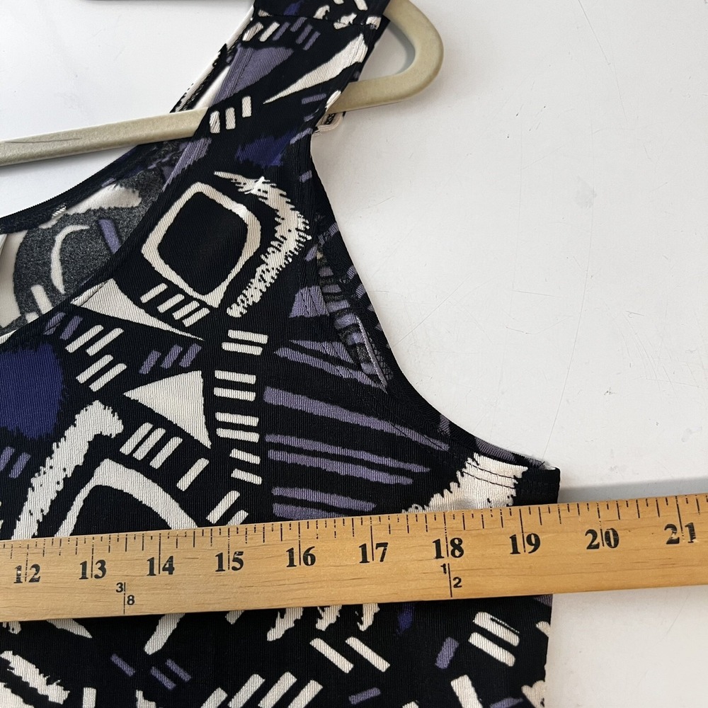 Chicos Travelers Tank Top Womens Size 3‎ Purple Black Geometric Sleeveless - Picture 5 of 11